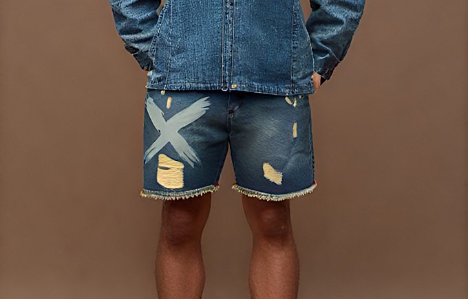 Bermuda jeans jogador com bolsos laterais e traseiros, ideal para um look prático e estiloso.