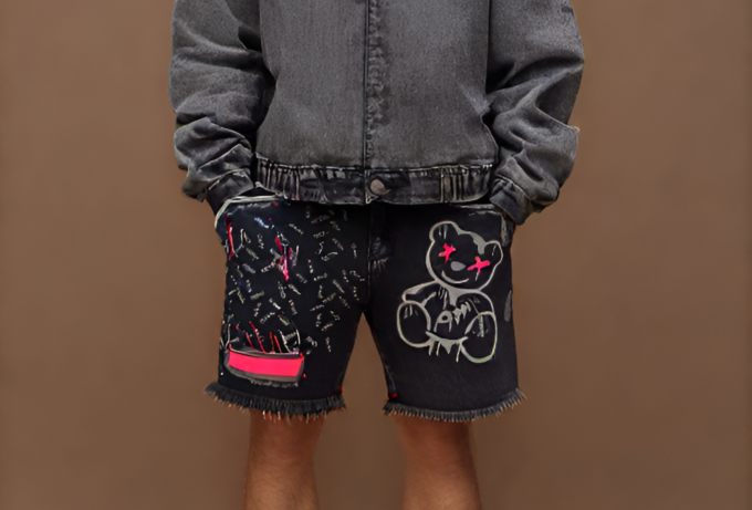 Bermuda jeans jogador com bolsos laterais e traseiros, ideal para um look prático e estiloso.