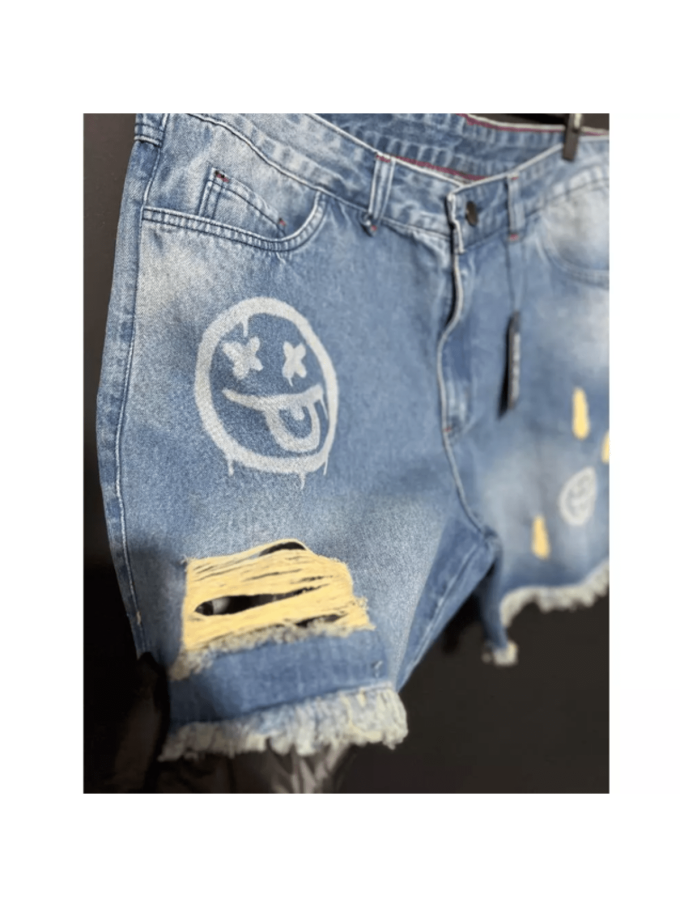 Bermuda Jeans Jogador Masculina Emoji – Azul — foto 3