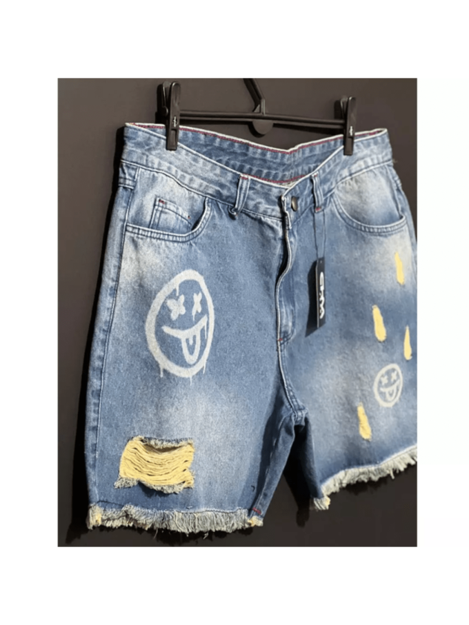 Bermuda Jeans Jogador Masculina Emoji – Azul — foto 7