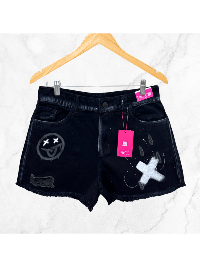 Shorts Jeans Feminino Cintura Alta Emoji X — foto 5