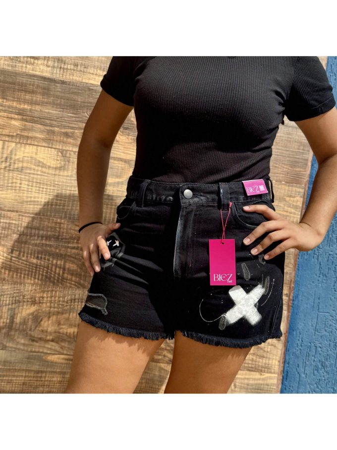 Shorts Jeans Feminino Cintura Alta Emoji X — foto 4