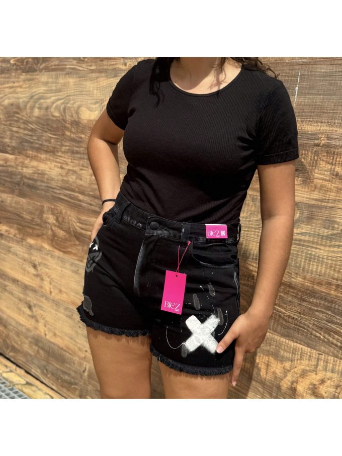 Shorts Jeans Feminino Cintura Alta Emoji X — foto 6