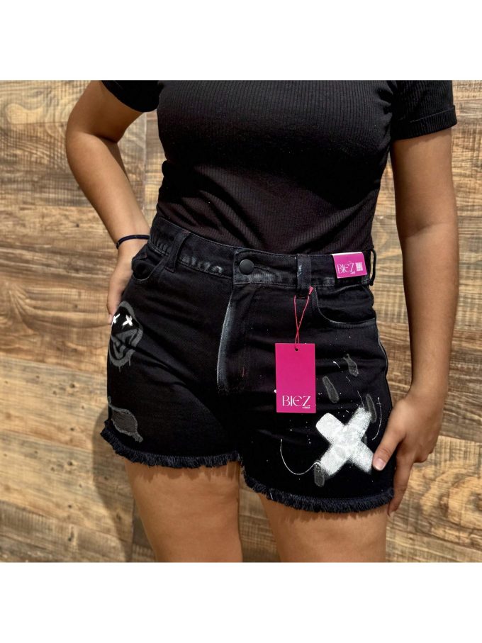 Shorts Jeans Feminino Cintura Alta Emoji X — foto 2