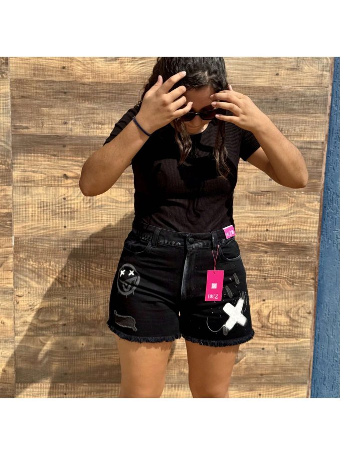 Shorts Jeans Feminino Cintura Alta Emoji X — foto 7