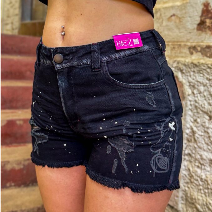Shorts Jeans Feminino Cintura Alta Urso Fend — foto 9