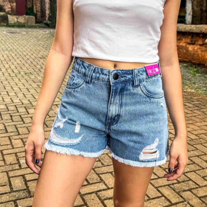 Shorts Jeans Feminino Cintura Alta Smile — foto 3