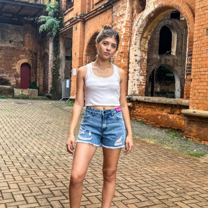 Shorts Jeans Feminino Cintura Alta Smile — foto 6