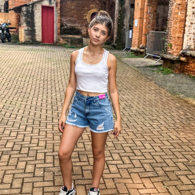 Shorts Jeans Feminino Cintura Alta Smile — foto 7