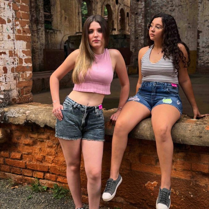 Shorts Jeans Feminino Cintura Alta Gray Black — foto 4