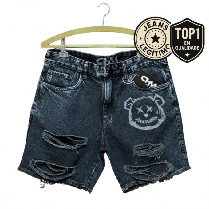 Bermuda Jeans Jogador Masculina Gring Black Lisa — foto 3