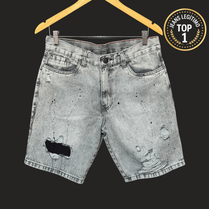 Bermuda Jeans Masculina Longa FullSky – Cinza Destroyed — foto 3