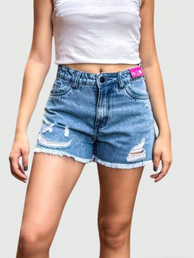 Shorts Jeans Feminino Cintura Alta Smile