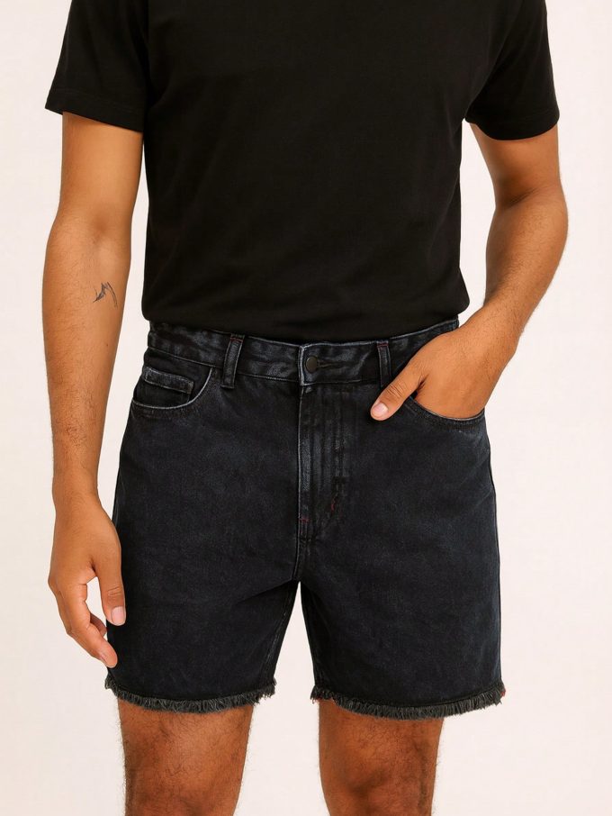 Bermuda Jeans Jogador Masculina Black Low Sky