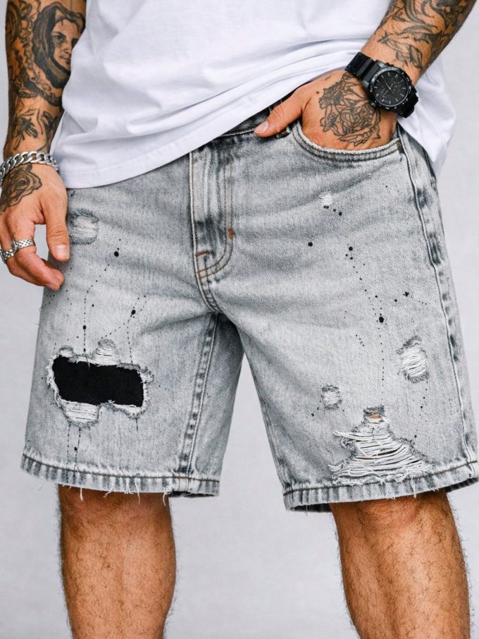 Bermuda Jeans Masculina Longa FullSky – Cinza Destroyed