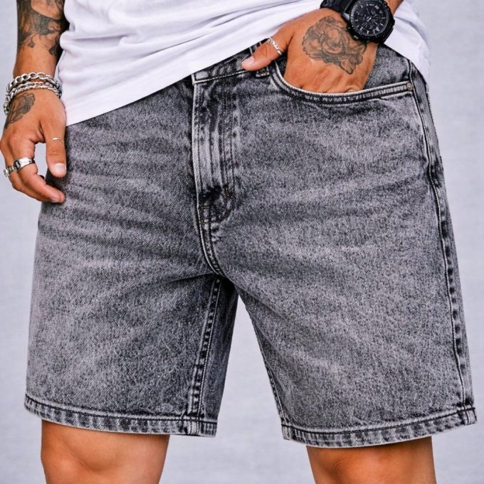Bermuda Jeans Jogador Masculina Barra Fechada – Sky Black — foto 7