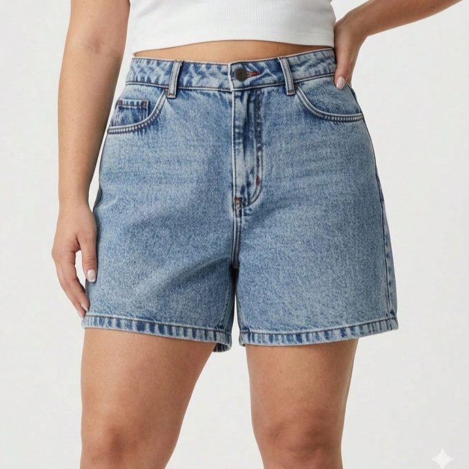 Shorts Jeans Feminino Mom Plus Size — foto 3
