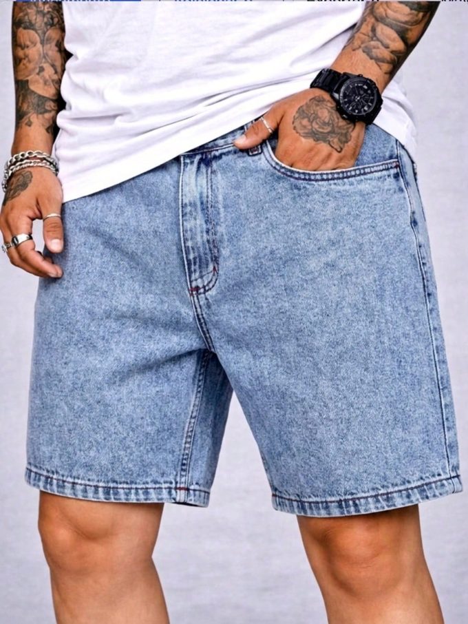 Bermuda Jeans Jogador Masculina Barra Fechada – Azul Claro