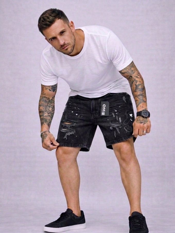 Bermuda Jeans Jogador Masculina Barra Fechada Urso Fend — foto 4