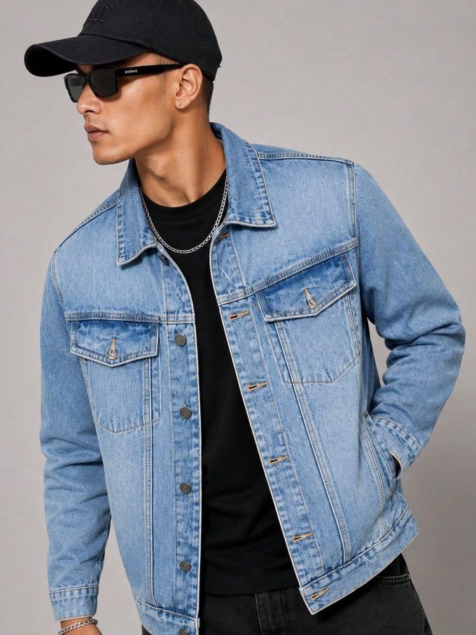 Jaqueta Jeans Masculina CVHM Lisa – Lavagem Clara
