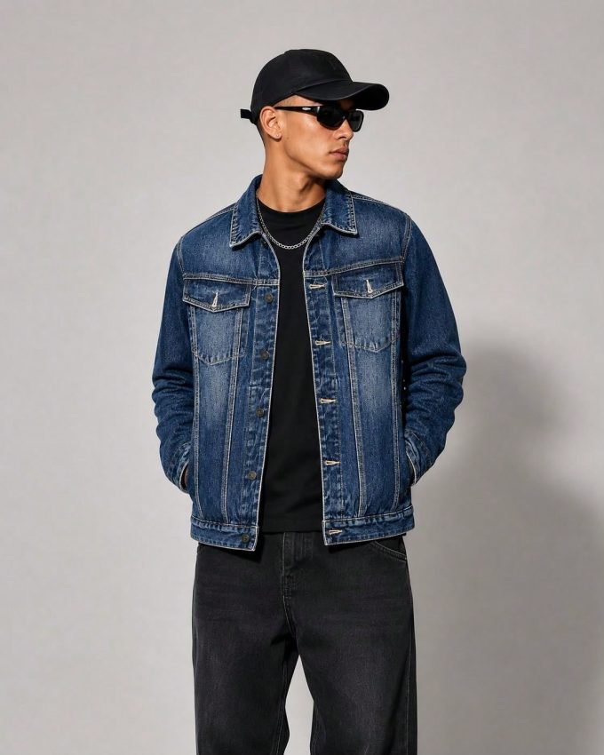 Jaqueta Jeans Masculina CVHM Lisa – Lavagem Escura